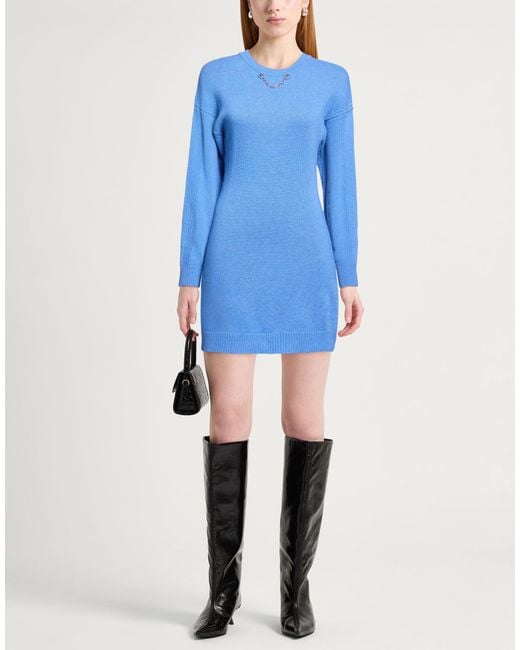 Moschino Blue Mini Dress Wool, Viscose, Polyamide, Cashmere