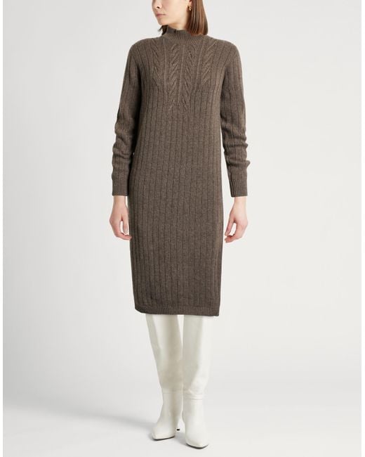 Agnona Brown Midi Dress Cashmere, Metal