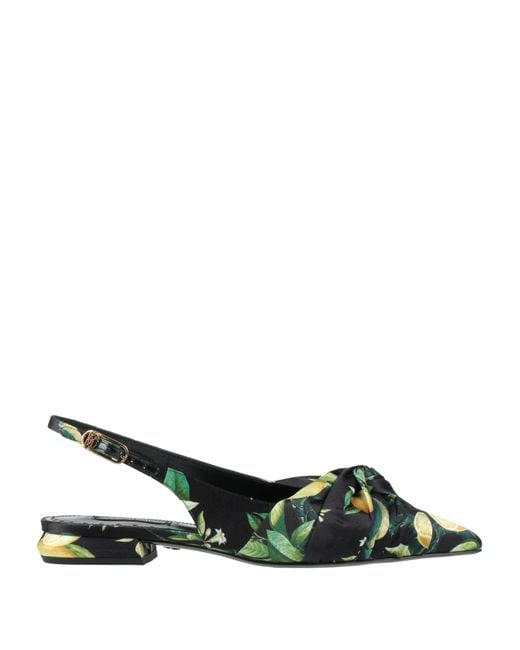 Roberto Cavalli Green Ballet Flats Leather, Textile Fibers