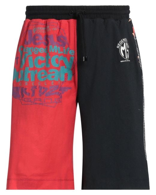 MARINE SERRE Red Shorts & Bermuda Shorts Cotton, Recycled Polyamide, Recycled Elastane for men