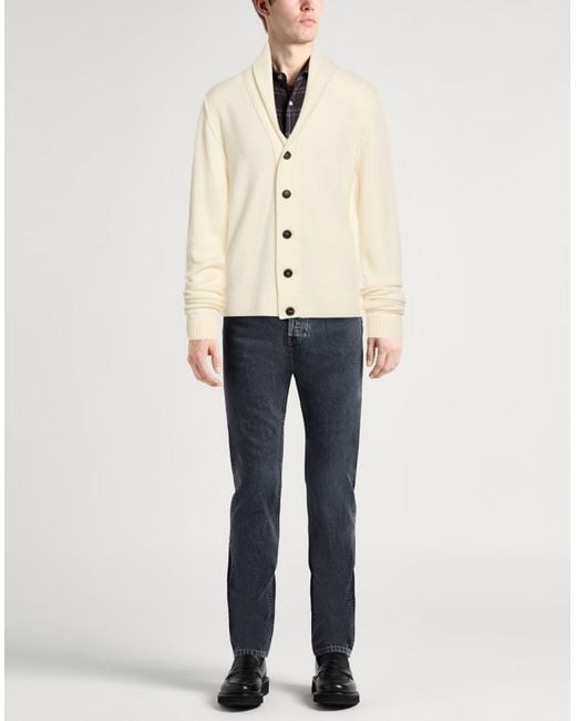 Crossley White Cardigan Virgin Wool for men