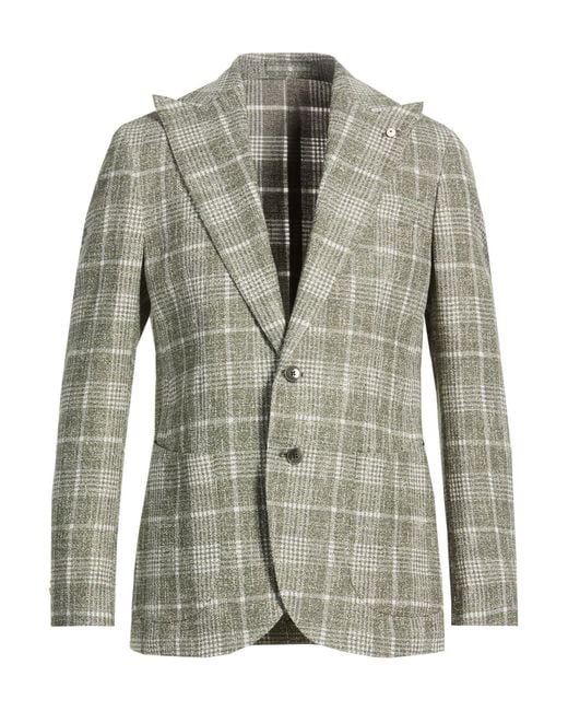 L.b.m. 1911 Gray Military Blazer Cotton, Acrylic, Linen, Polyamide for men