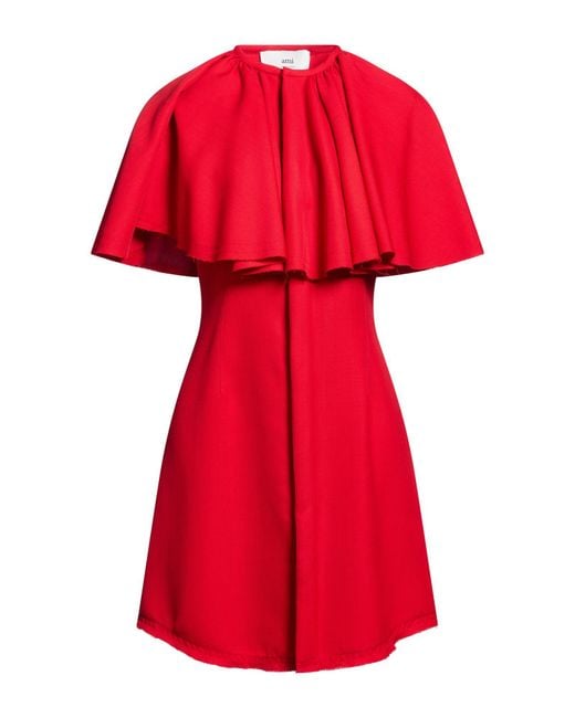 AMI Red Mini Dress Virgin Wool