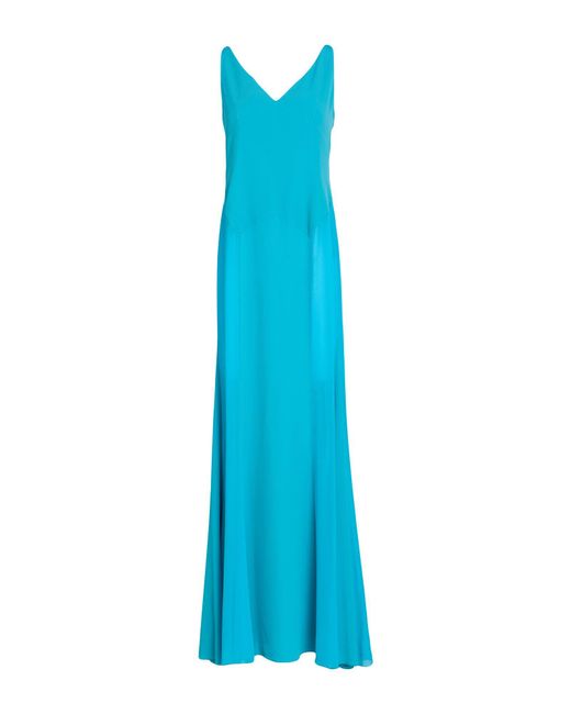 MVP WARDROBE Blue Maxi Dress Acetate, Silk, Viscose