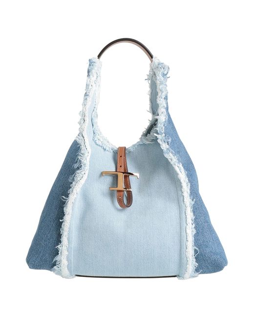 Tod's Blue Handbag Textile Fibers, Leather