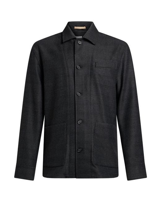 Paolo Pecora Black Jacket Polyester, Viscose, Wool, Elastane for men