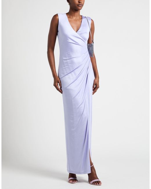 Fracomina Purple Maxi Dress Polyester, Elastane