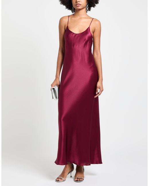 Roberto Collina Purple Burgundy Maxi Dress Silk, Elastane