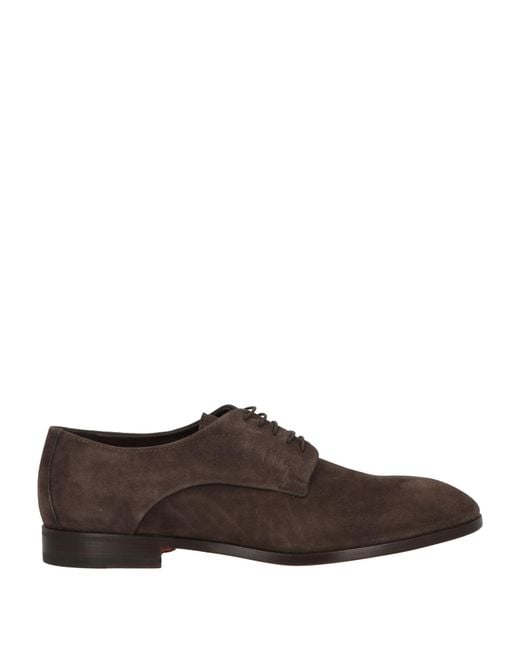Santoni Brown Lace-Up Shoes Leather for men