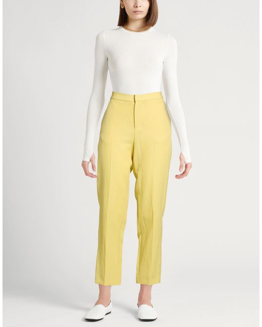 Fabiana Filippi Yellow Pants Virgin Wool, Linen, Viscose, Ecobrass