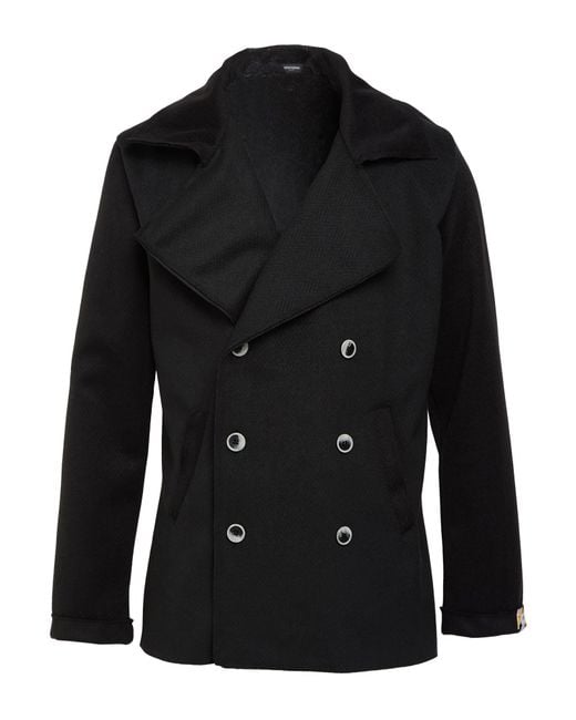 Takeshy Kurosawa Black Coat Recycled Polyester, Polyester, Viscose for men