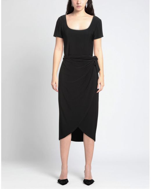 FRANK LYMAN Black Midi Dress Polyester, Elastane