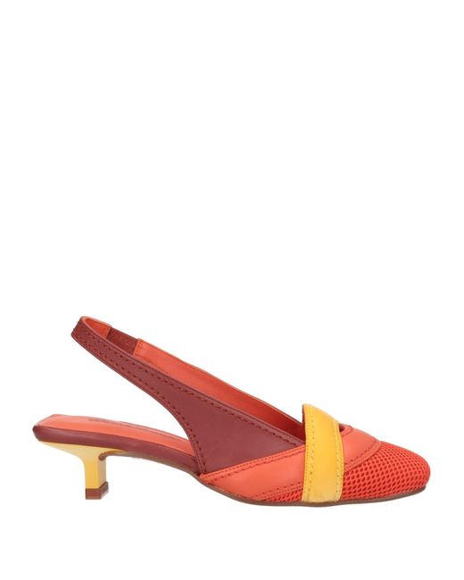 Daniele Ancarani Red Pumps Soft Leather, Textile Fibers