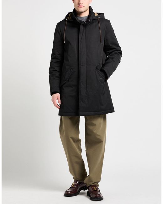 Ferragamo Black Coat Polyester, Cotton for men