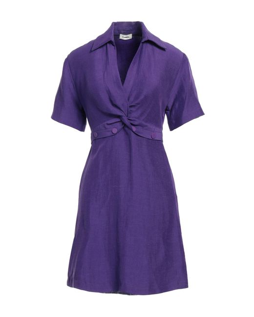 Sandro Purple Mini Dress Viscose, Linen