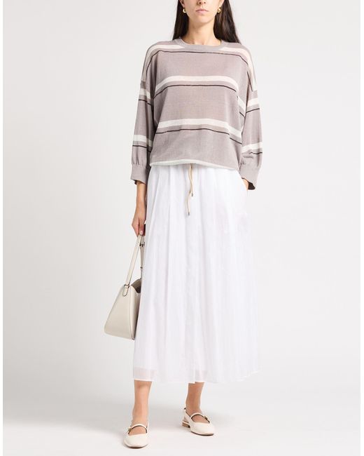 Brunello Cucinelli White Midi Skirt