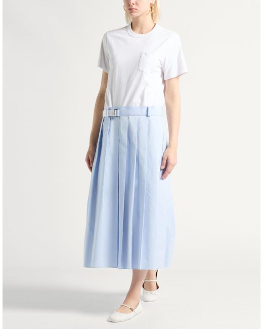 Sacai White Midi Dress Cotton, Polyester