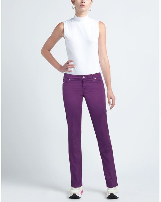 Jacob Cohen Purple Pants Cotton, Elastane