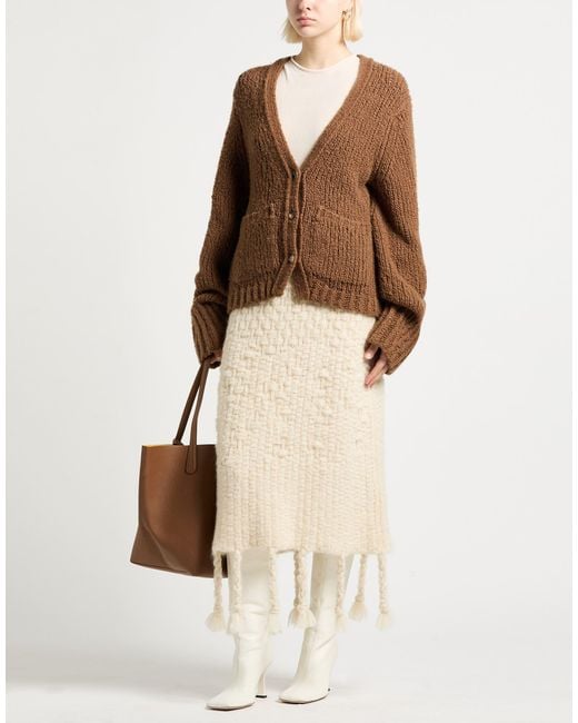 Jil Sander Natural Midi Skirt Mohair Wool, Alpaca Wool, Polyamide