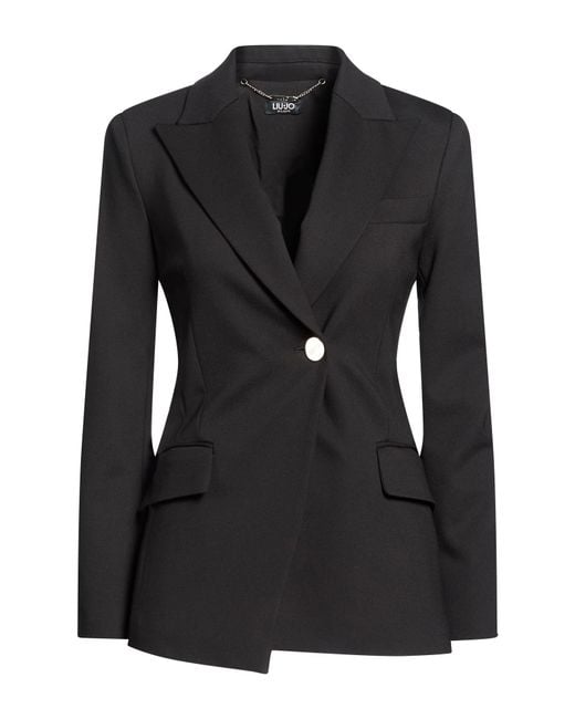 Liu Jo Black Blazer Viscose, Polyamide, Elastane