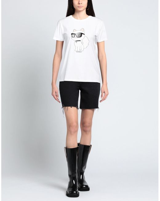 Karl Lagerfeld White Ikonik 2.0 Choupette T-Shirt T-Shirt Organic Cotton