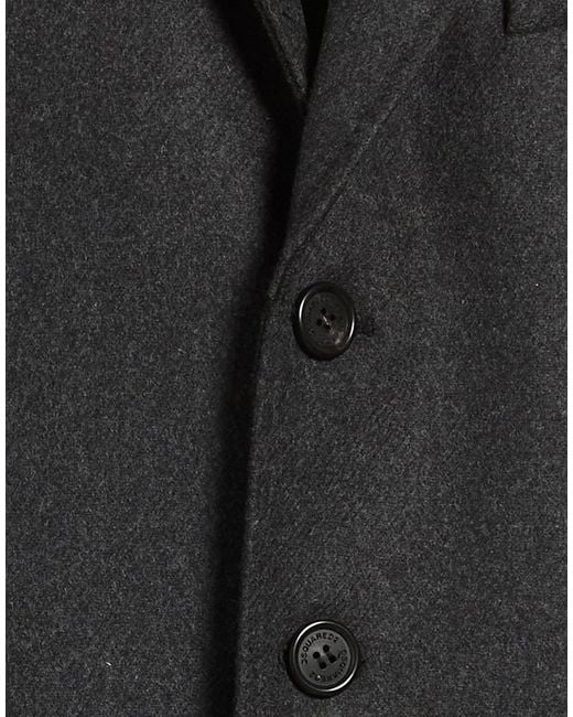 DSquared² Black Coat Wool, Polyamide, Elastane for men