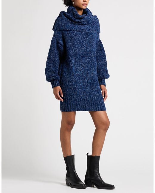 McQueen Blue Mini Dress Wool, Cashmere