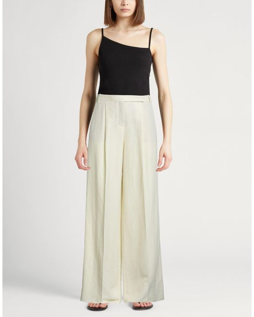 Dorothee Schumacher White Ivory Pants Polyester, Linen