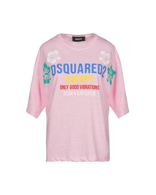 DSquared² Cotton T-shirt in Pink - Lyst