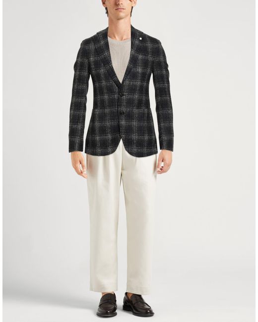 Luigi Bianchi Black Blazer Wool, Polyester for men