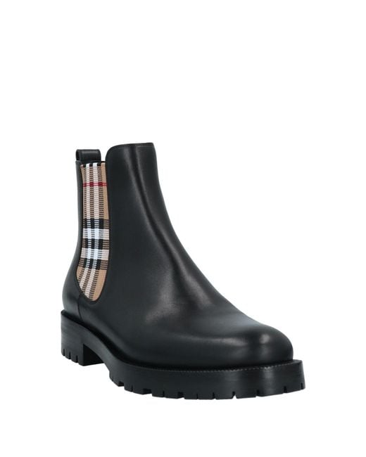 Burberry Black Vintage Check Detail Leather Chelsea Boot