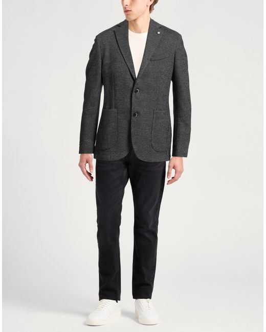 L.b.m. 1911 Black Blazer Cotton, Wool, Polyester, Polyamide for men