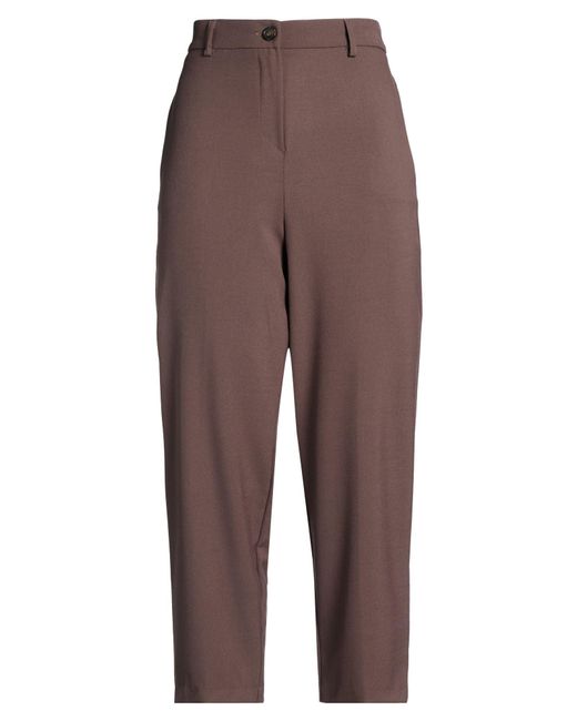 Motel Brown Light Pants Polyester, Viscose, Elastane