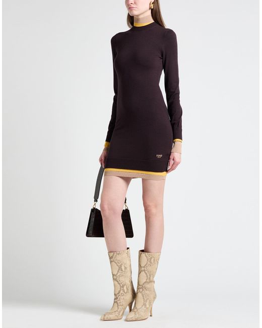 Fendi Black Mini Dress Wool, Polyamide, Viscose, Polyurethane, Polyester
