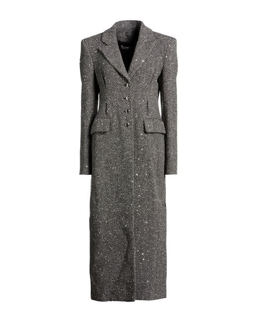 Alessandra Rich Gray Coat Virgin Wool, Synthetic Fibers, Cotton, Polyester, Silk