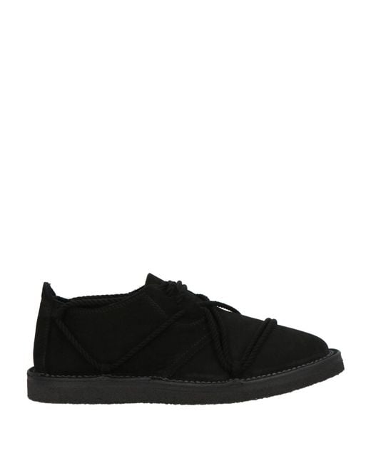 Y's Yohji Yamamoto Black Lace-Up Shoes