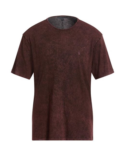 John Varvatos Brown Burgundy T-Shirt Cotton for men