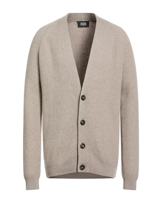 Alpha Studio Gray Cardigan Cashmere for men