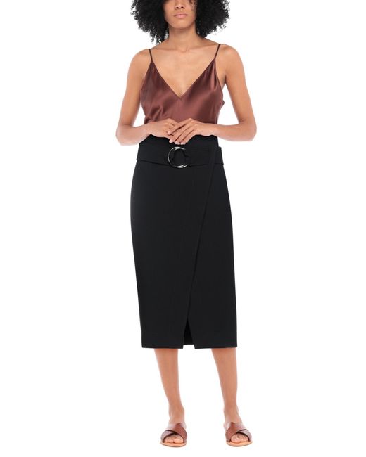 Suoli Black Midi Skirt Polyester, Viscose, Elastane