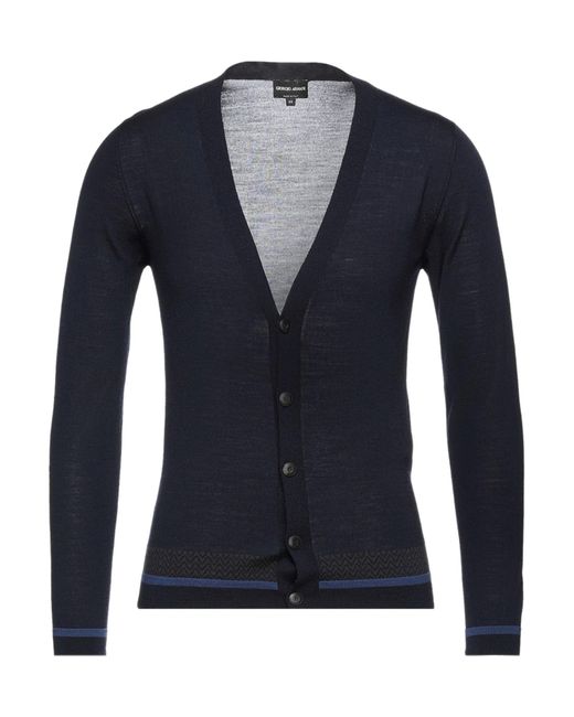 Giorgio Armani Wool Cardigan in Dark Blue (Blue) for Men | Lyst