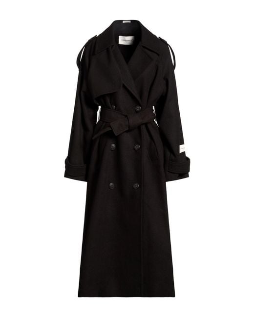 hinnominate Black Coat Polyester, Viscose, Elastane