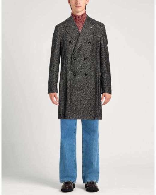Luigi Bianchi Gray Coat Wool, Alpaca Wool, Polyamide for men
