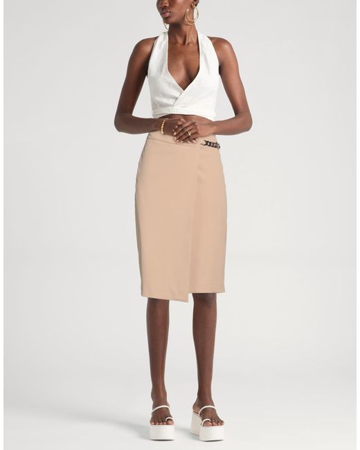 Liu Jo Natural Midi Skirt Polyester, Elastane