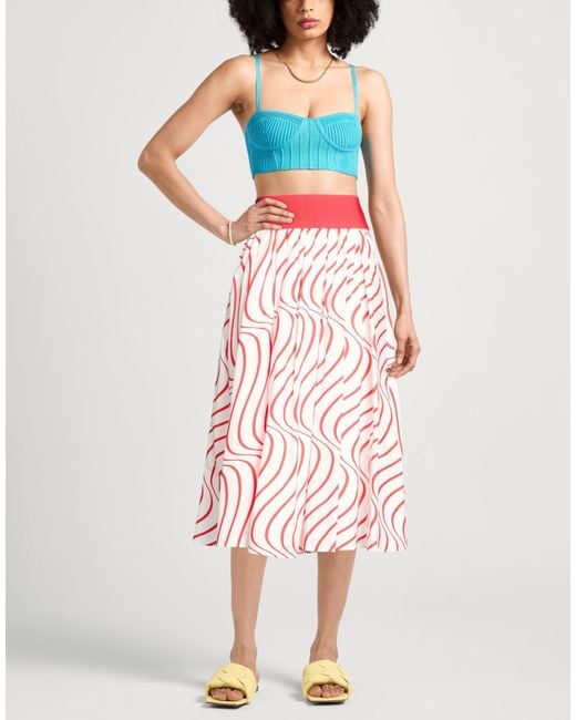 MSGM Red Midi Skirt Cotton