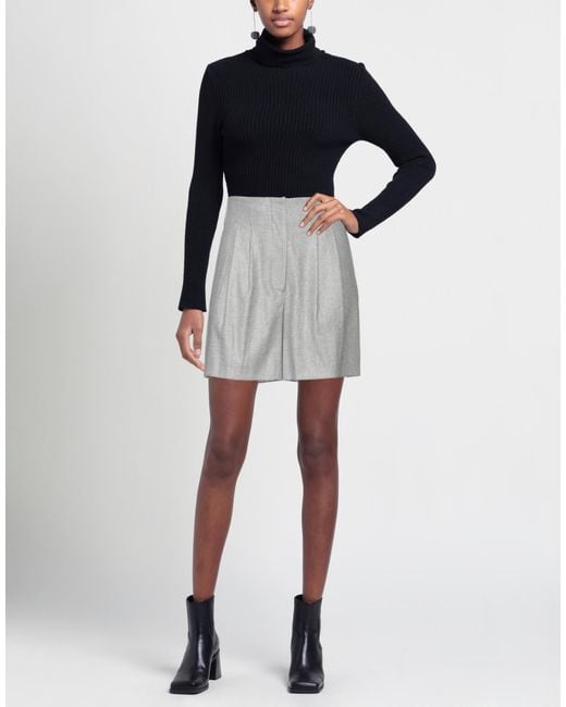 SKILLS & GENES Gray Light Shorts & Bermuda Shorts Wool, Polyamide, Viscose, Polyester, Elastane