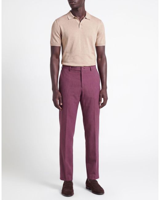 Boss Purple Mauve Pants Polyester, Wool, Viscose, Elastane for men