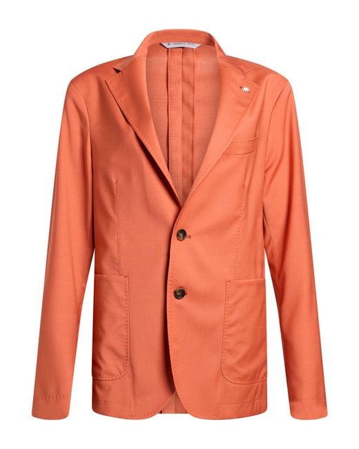 Manuel Ritz Orange Blazer Wool, Elastane for men
