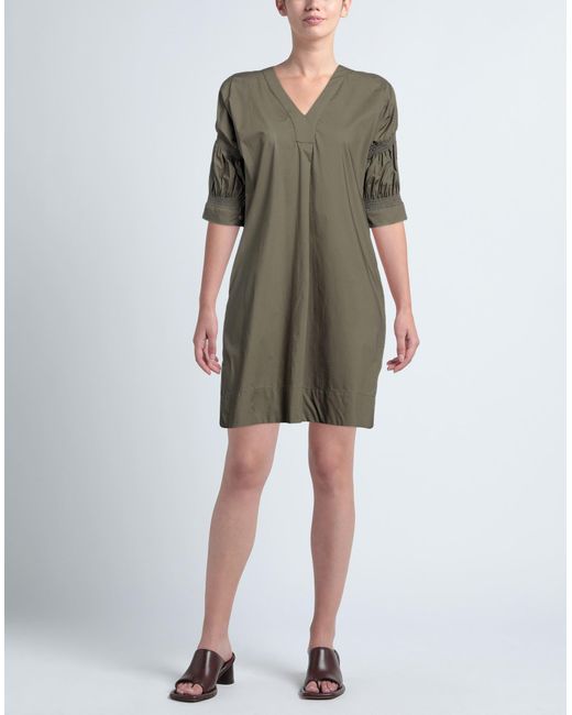 SKILLS & GENES Green Military Mini Dress Cotton