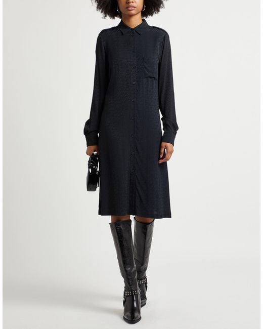 Pinko Blue Midi Dress Acetate, Silk