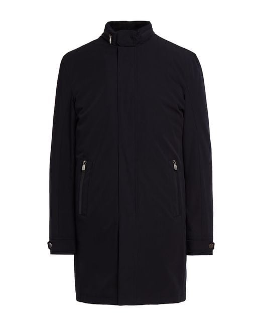 Corneliani Blue Midnight Coat Nylon, Elastane for men